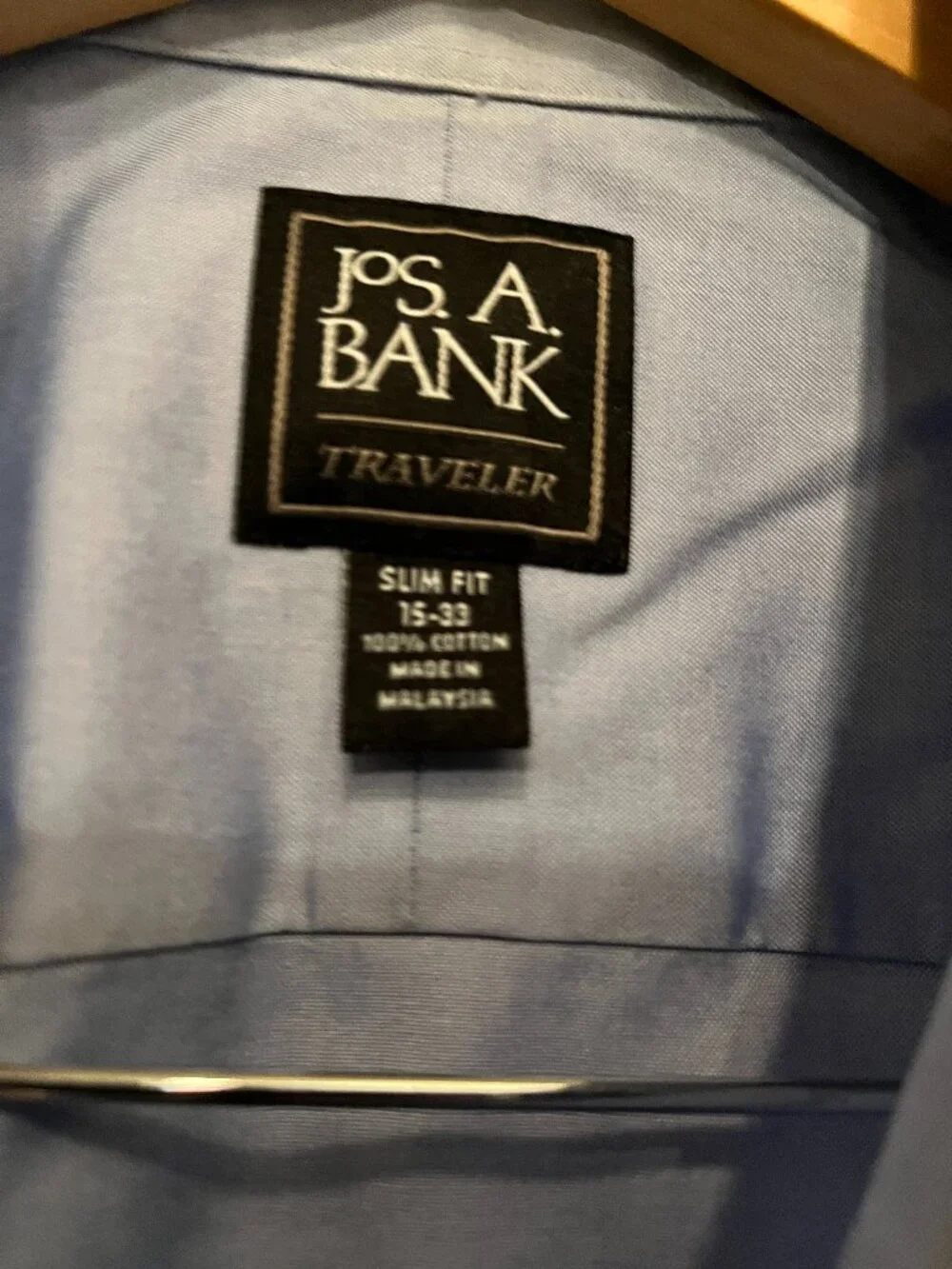 Jos A Bank Traveler Blue Dress Shirt Slim‎ Fit 15 33